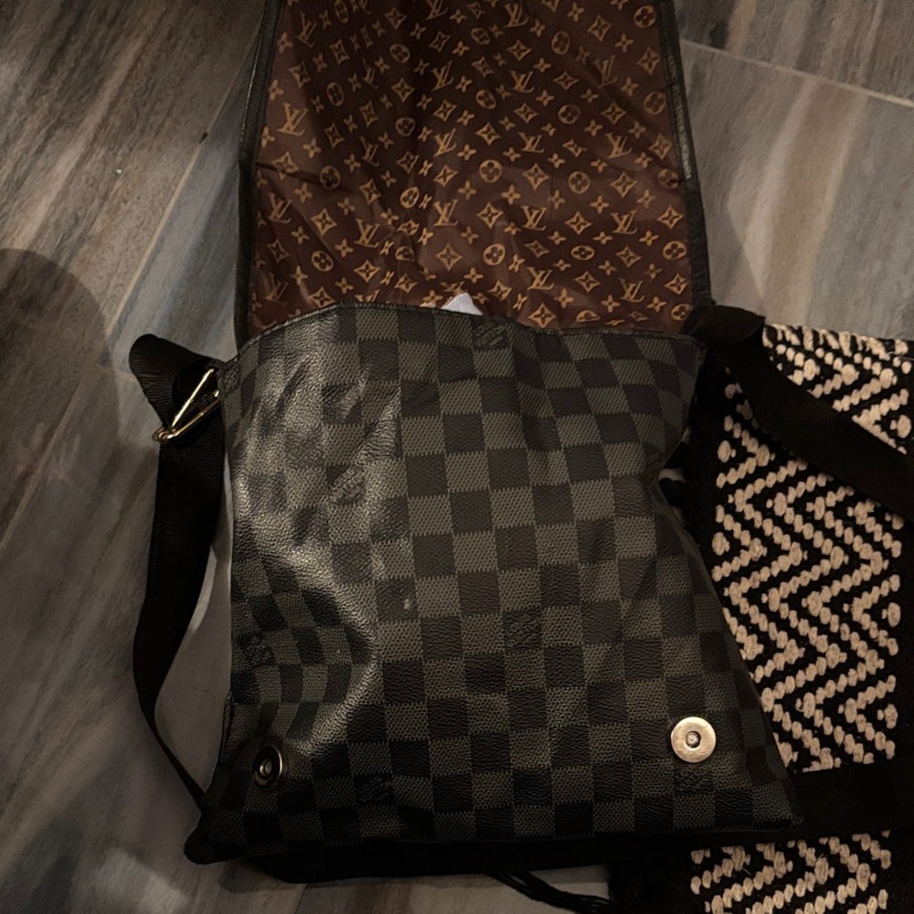 Fashion Checkered Black Shoulder Bag - As-is rehab bag. Inside zipper and snaps.